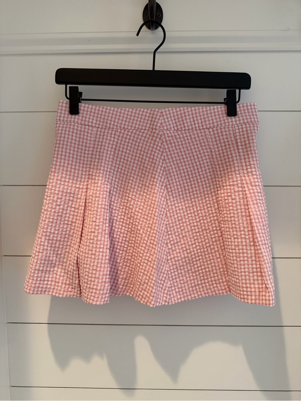 Zara Pink Gingham Pleated Mini Skirt